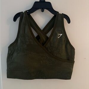 Gymshark Dark Green Cross-Back Sports Bra
